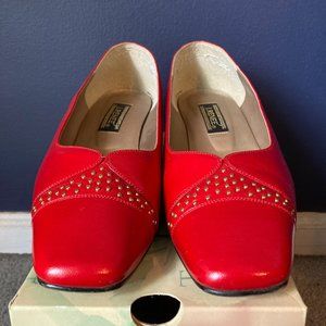Vintage J. Renee Red Leather Heels Women's Size 10 W